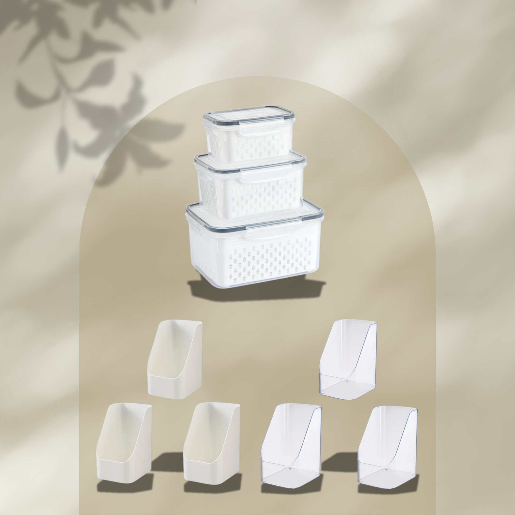 Refrigerator Storage Box - Fresh Vegetable and Fruit Organizer with Drain Basket