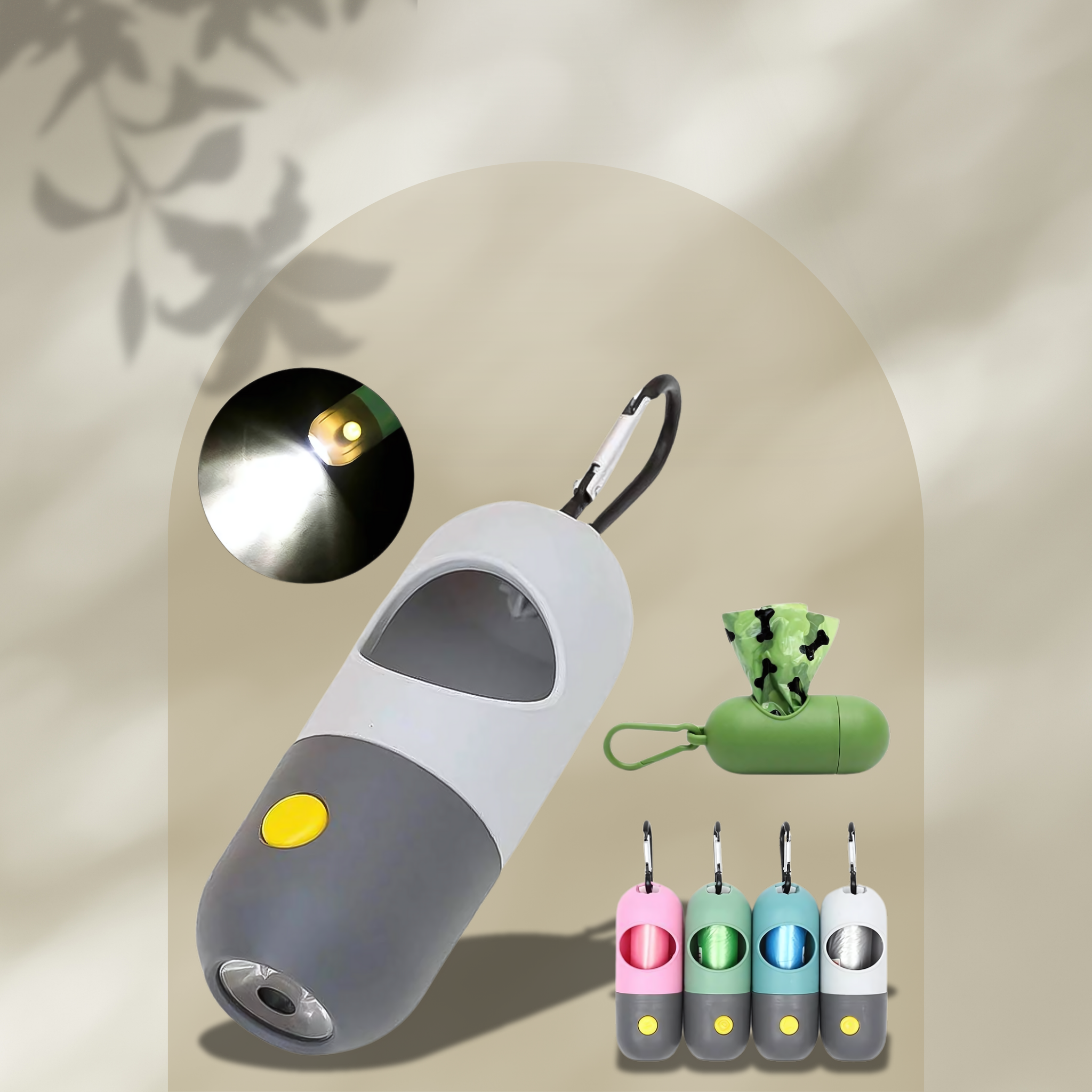 LED Light Dog Poop Bags Dispenser with Degradable Waste Bags