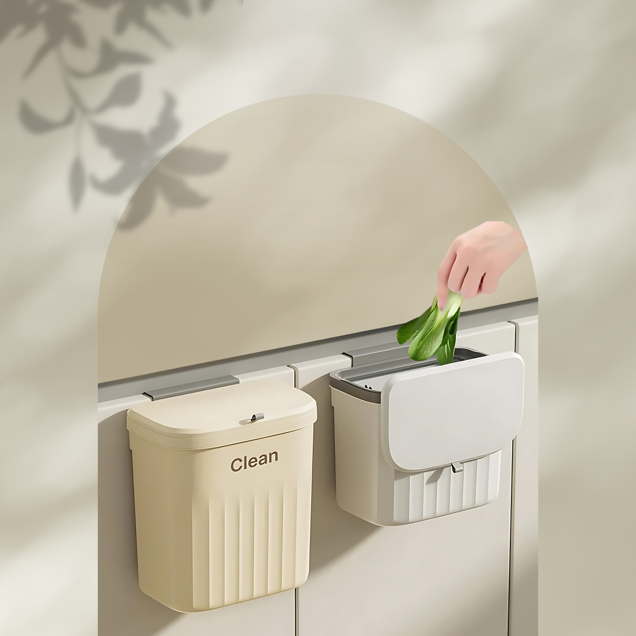 Wall-Mounted Hanging Kitchen Trash Can with Lid