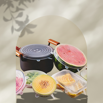 Universal Silicone Stretch Lids - 6 Pcs Set for Kitchen Microwave Food Covers