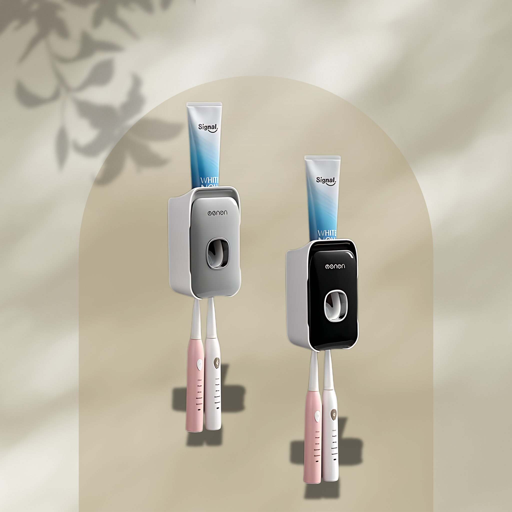 MENGNI Automatic Toothpaste Dispenser and Toothbrush Holder Set