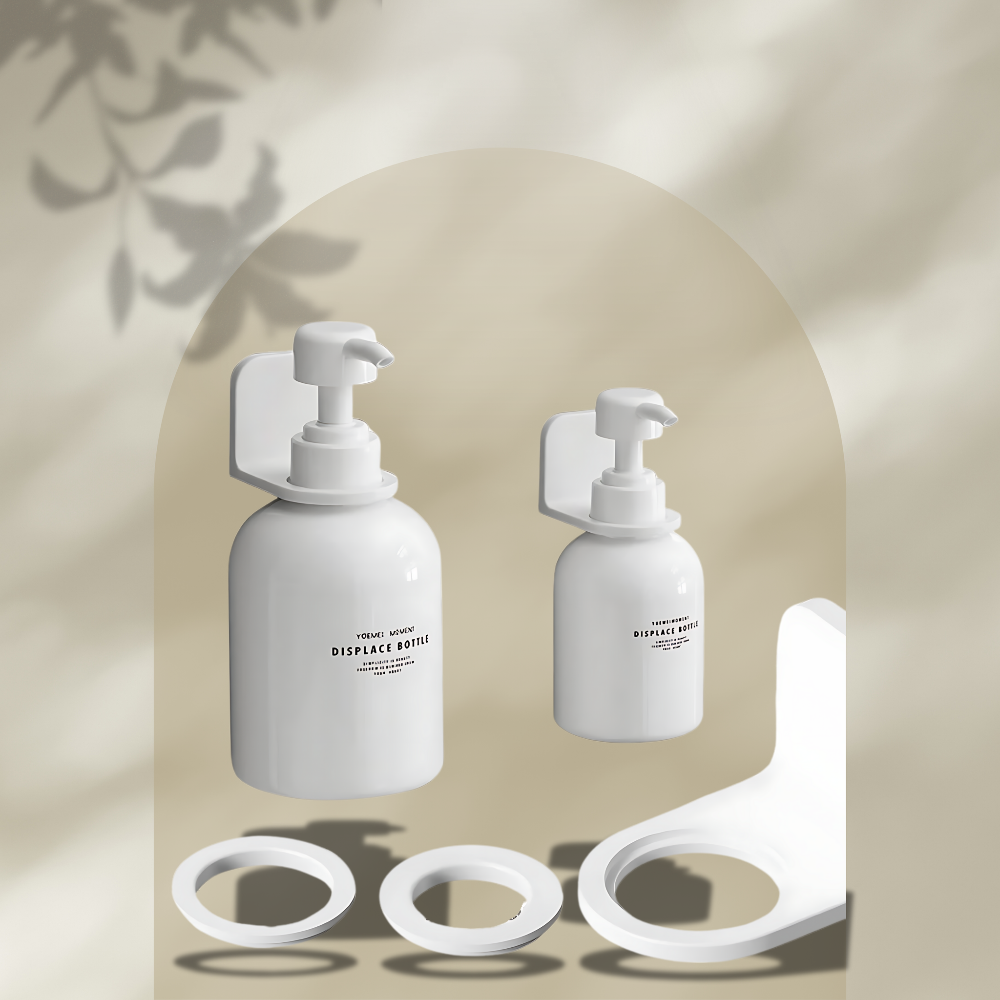 Adjustable Wall-Mounted Adhesive Dispenser Bottle Holder - Shampoo, Lotion, and Hand Soap Storage Rack