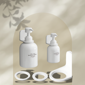Adjustable Wall-Mounted Adhesive Dispenser Bottle Holder - Shampoo, Lotion, and Hand Soap Storage Rack