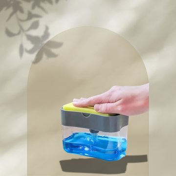 Dish Soap Dispenser with Sponge Holder - Liquid Soap Dispenser and Sponge Caddy Pump